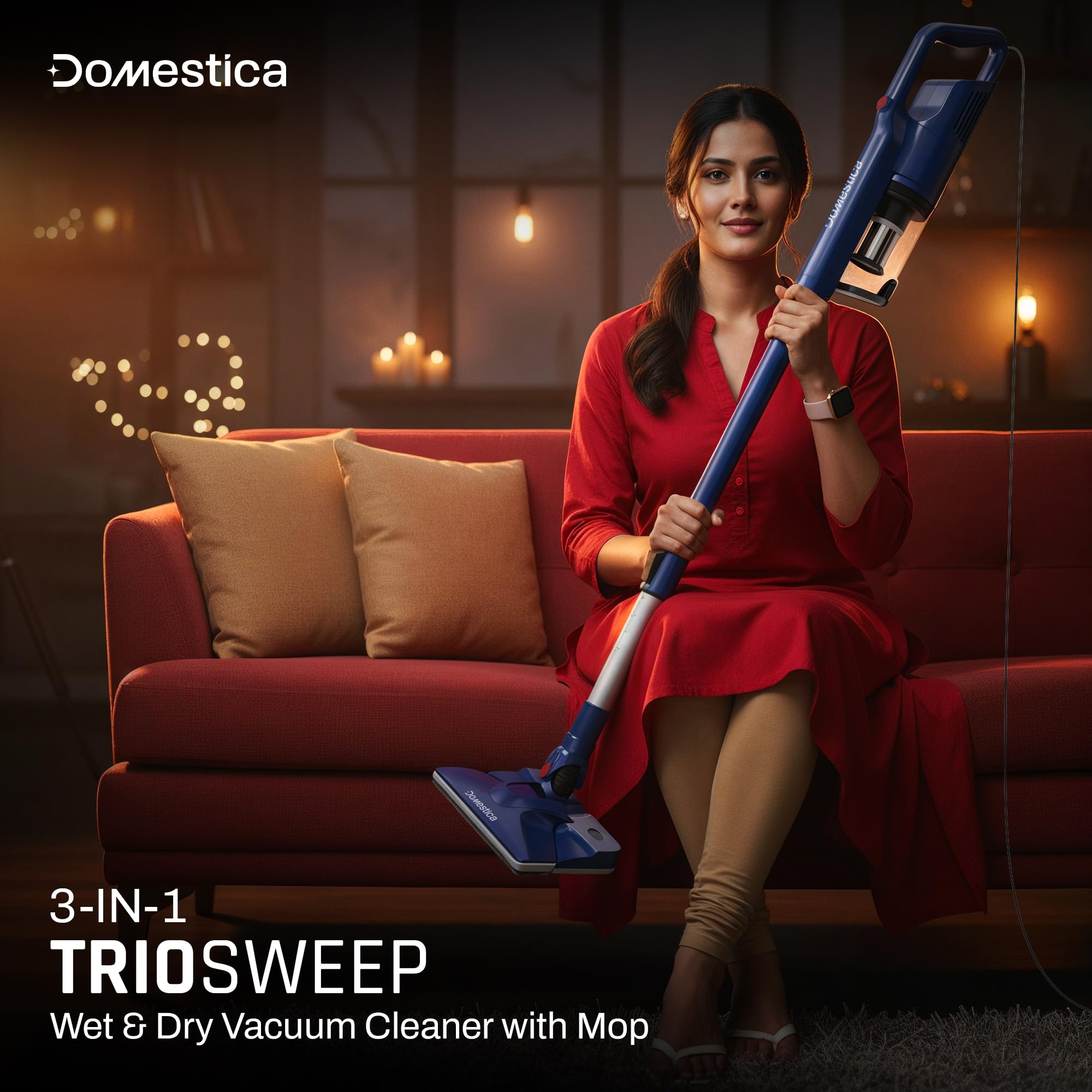 DOMESTICA Trio Sweep 3-in-1 Vacuum Cleaner for Home Use Wet and Dry