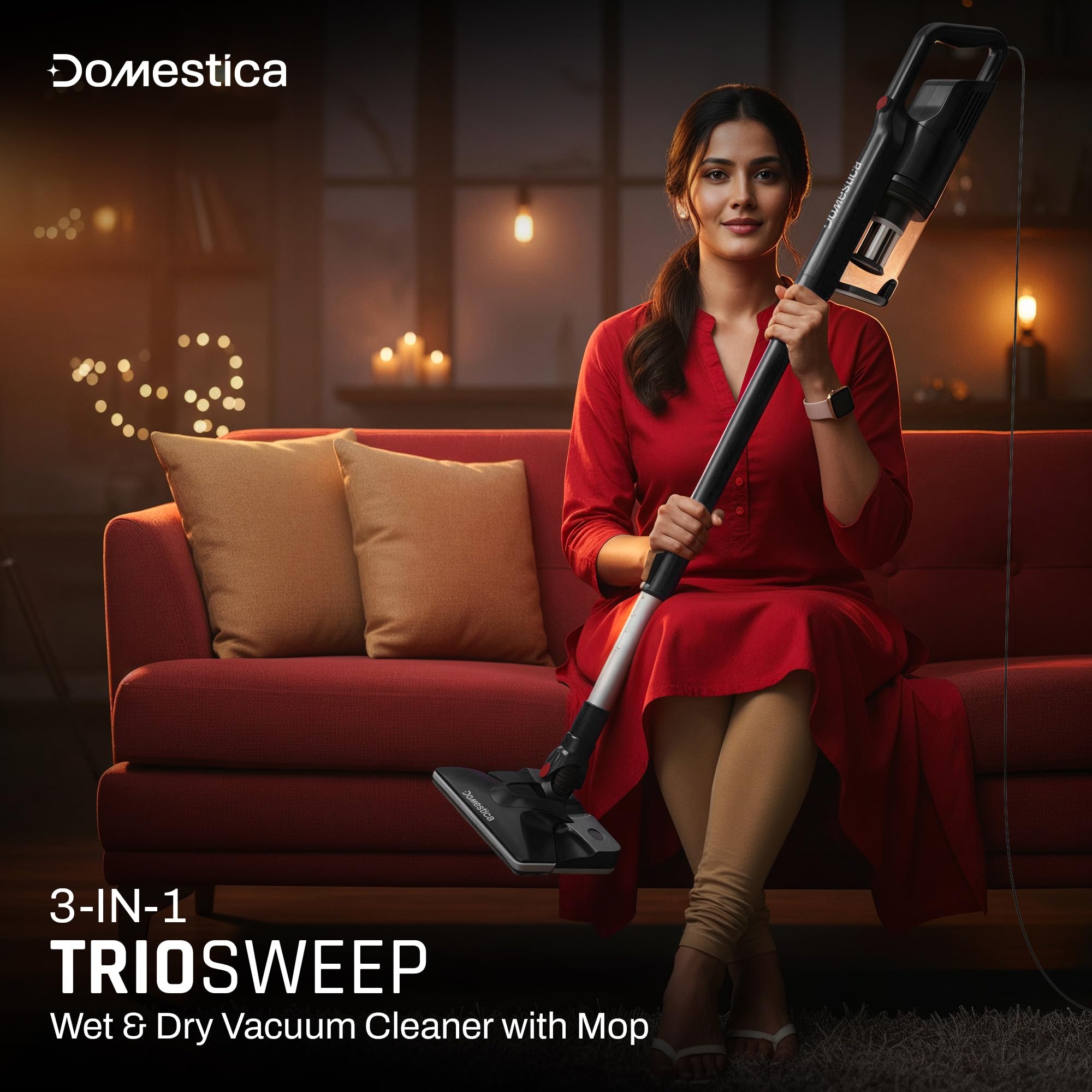 DOMESTICA Trio Sweep 3-in-1 Vacuum Cleaner for Home Use Wet and Dry