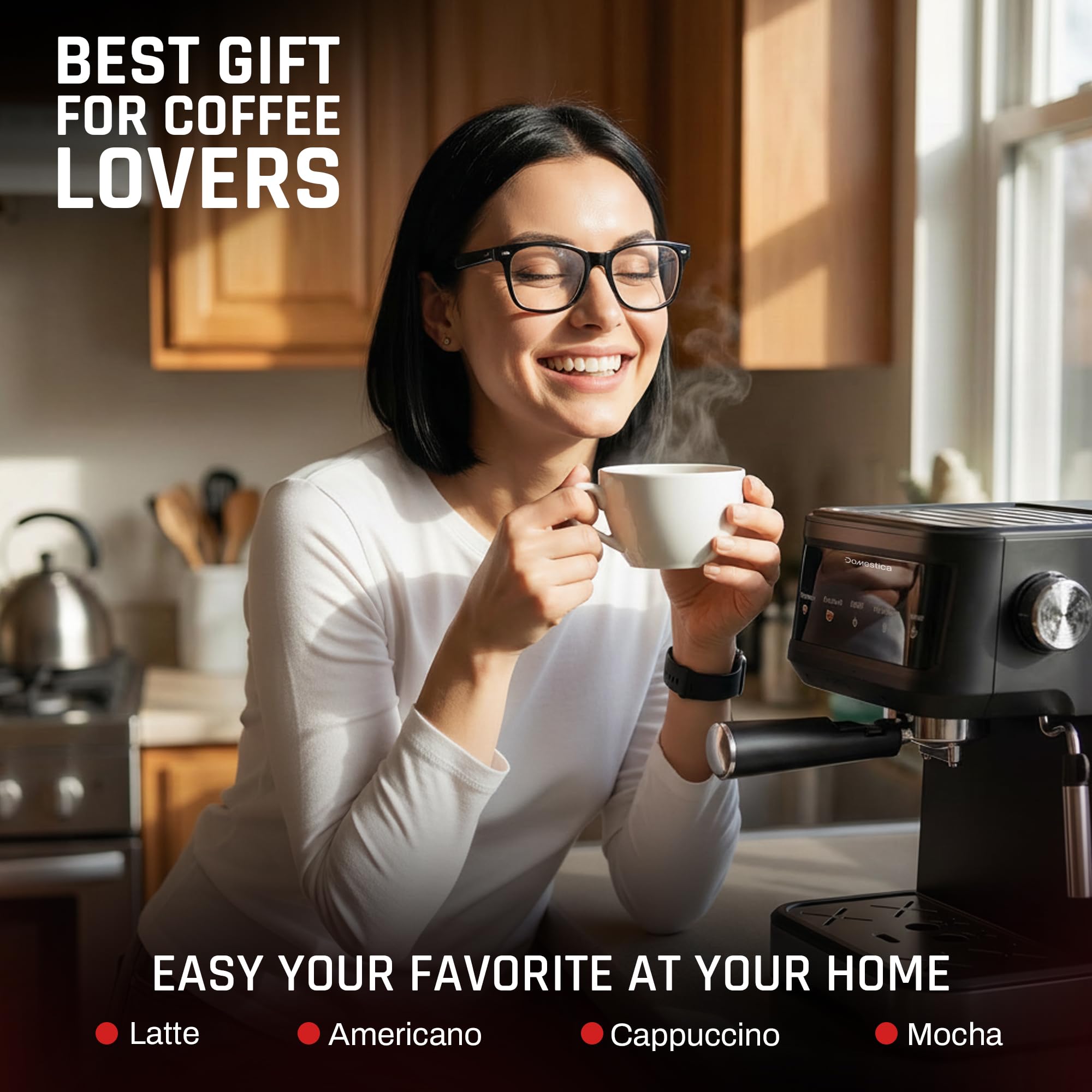 Domestica Brewcraft Pro Espresso Coffee Maker Machine for Home 20 Bar