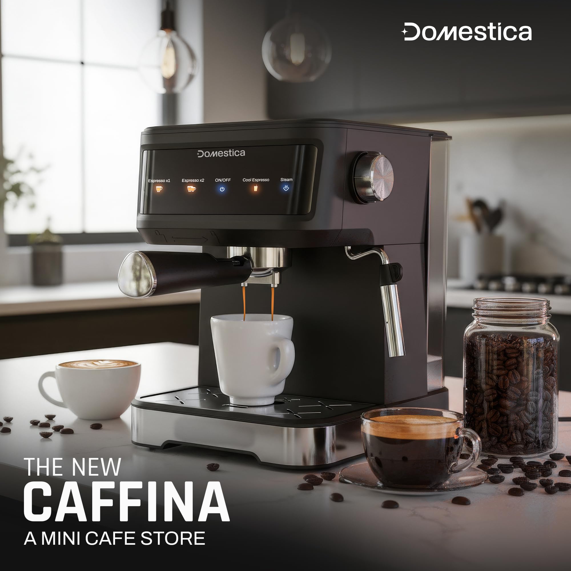 Domestica Brewcraft Pro Espresso Coffee Maker Machine for Home 20 Bar