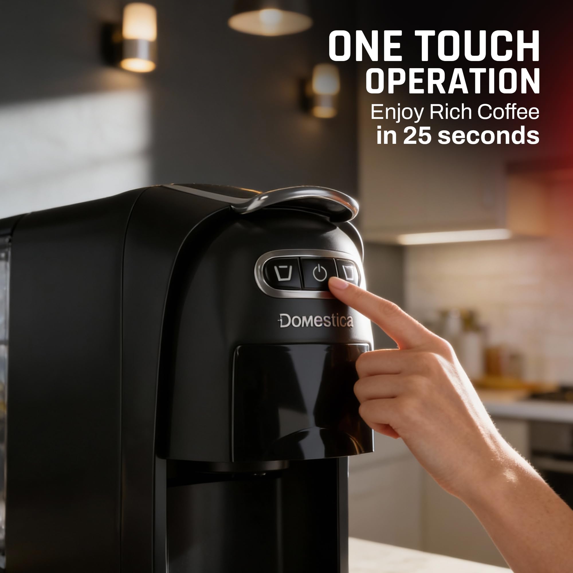 Domestica Brewcraft 3-in-1 Pod Espresso Coffee Maker works with Ground Coffee 20 Bar