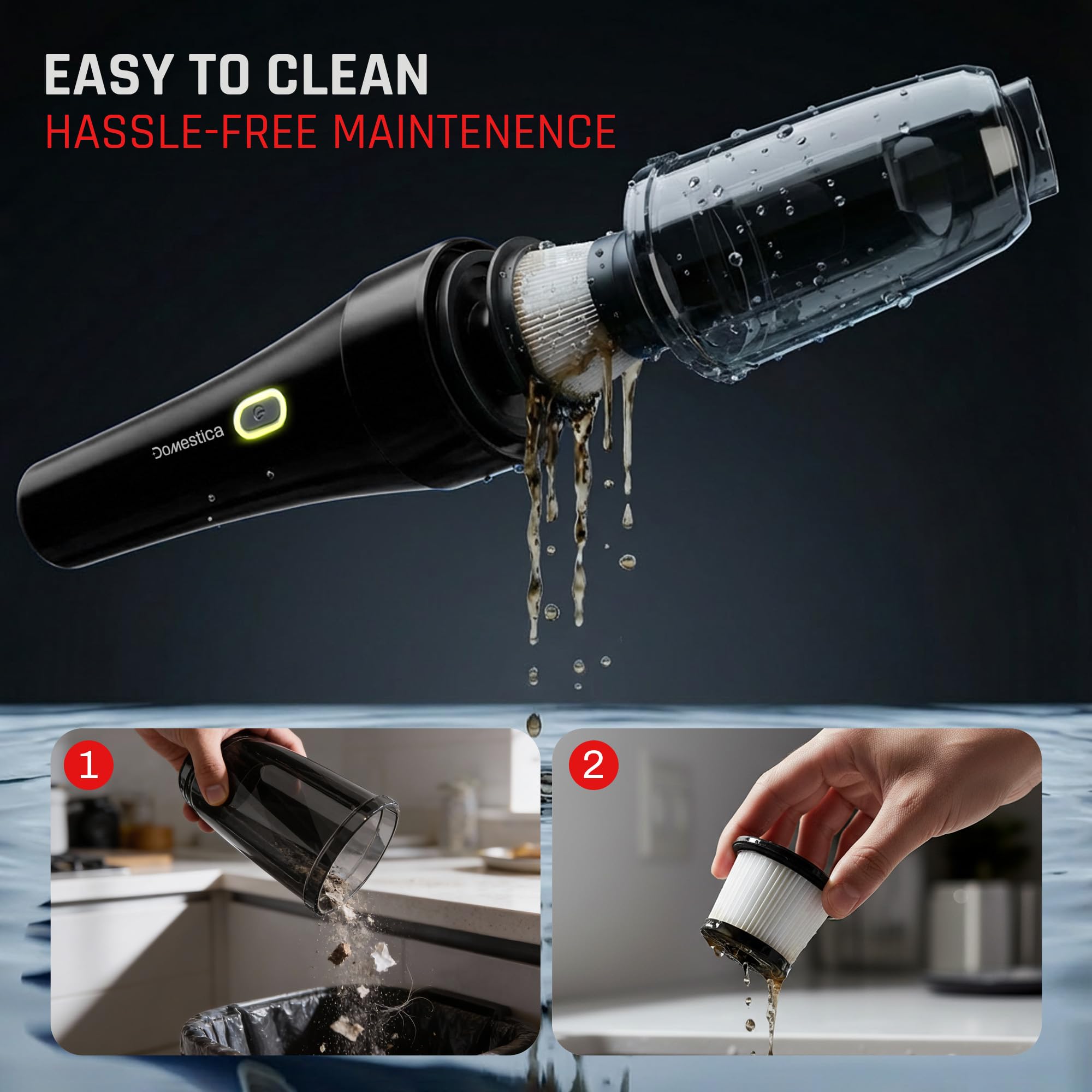 Domestica 4-in-1 Cordless Car Vacuum Cleaner Portable Handheld Vacuum Cleaner Car