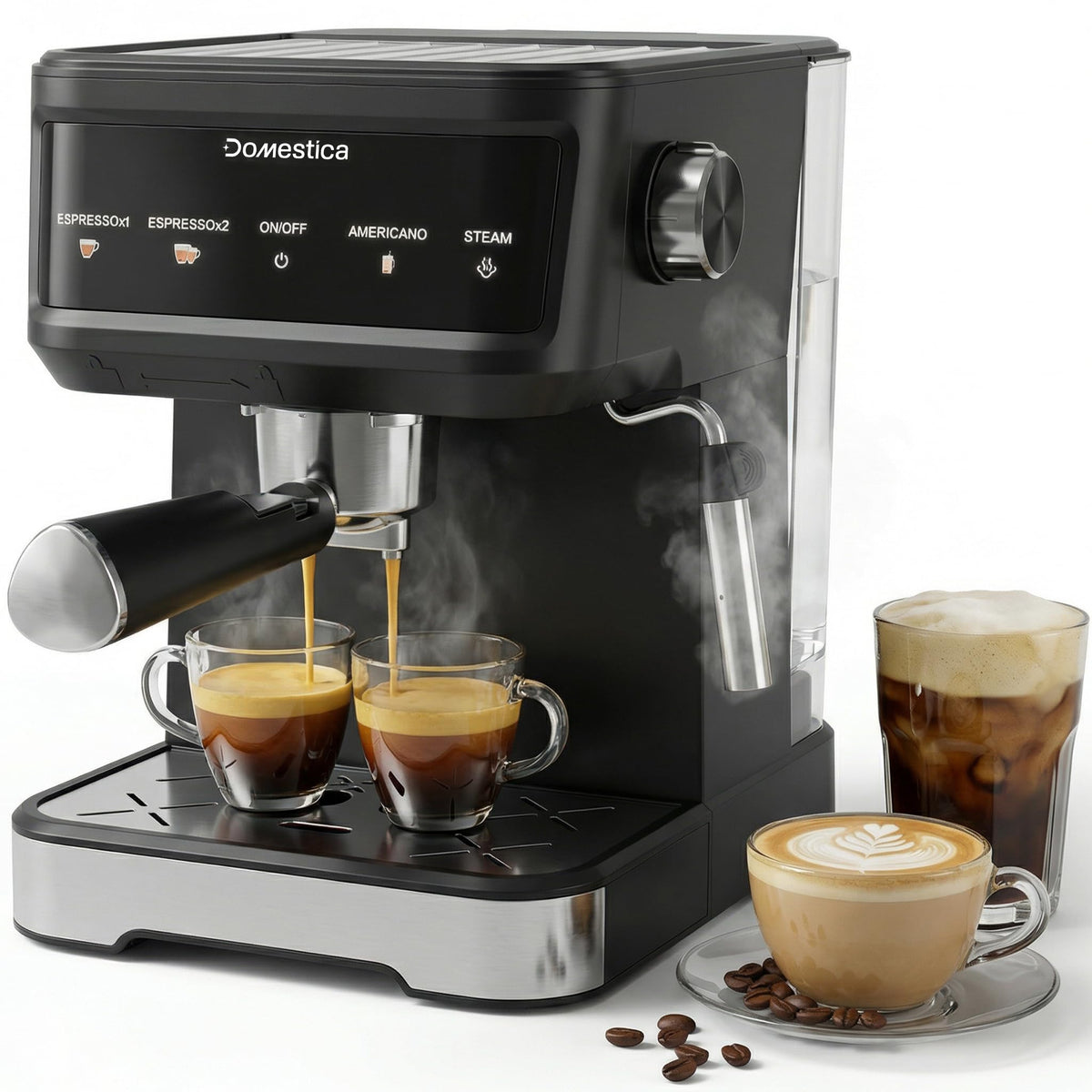 Domestica Brewcraft Pro espresso coffee maker machine with 20-bar pressure for home brewing