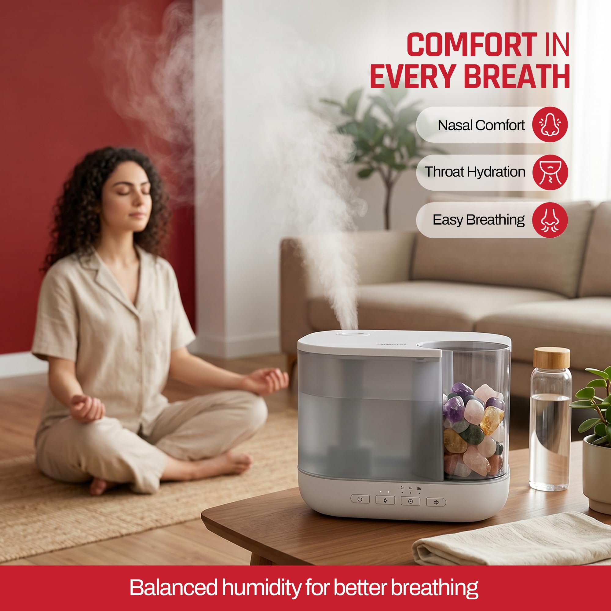 Domestica ultrasonic cool mist humidifier for bedroom moisture control