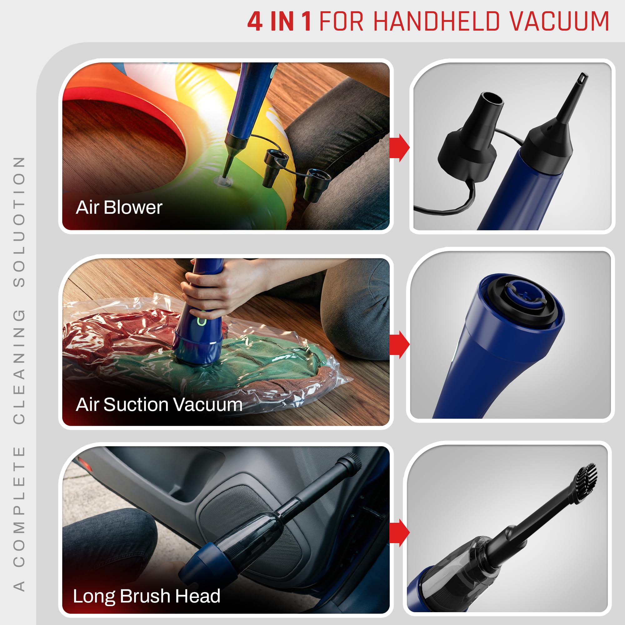4-in-1 Cordless Car Vacuum Cleaner