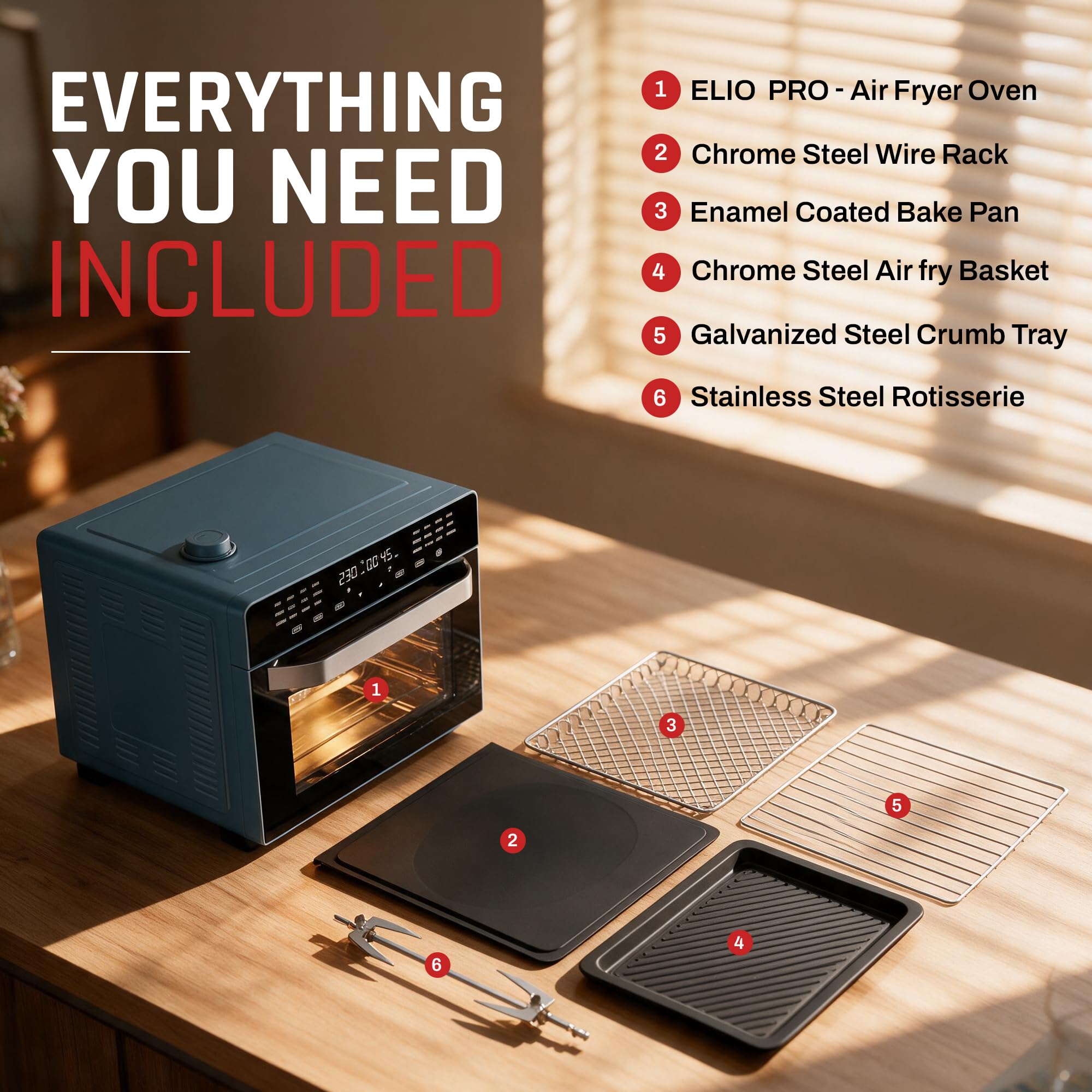 Elio Pro 24 in 1 Digital Air Fryer Oven & Toaster, 30 L, 1700 W