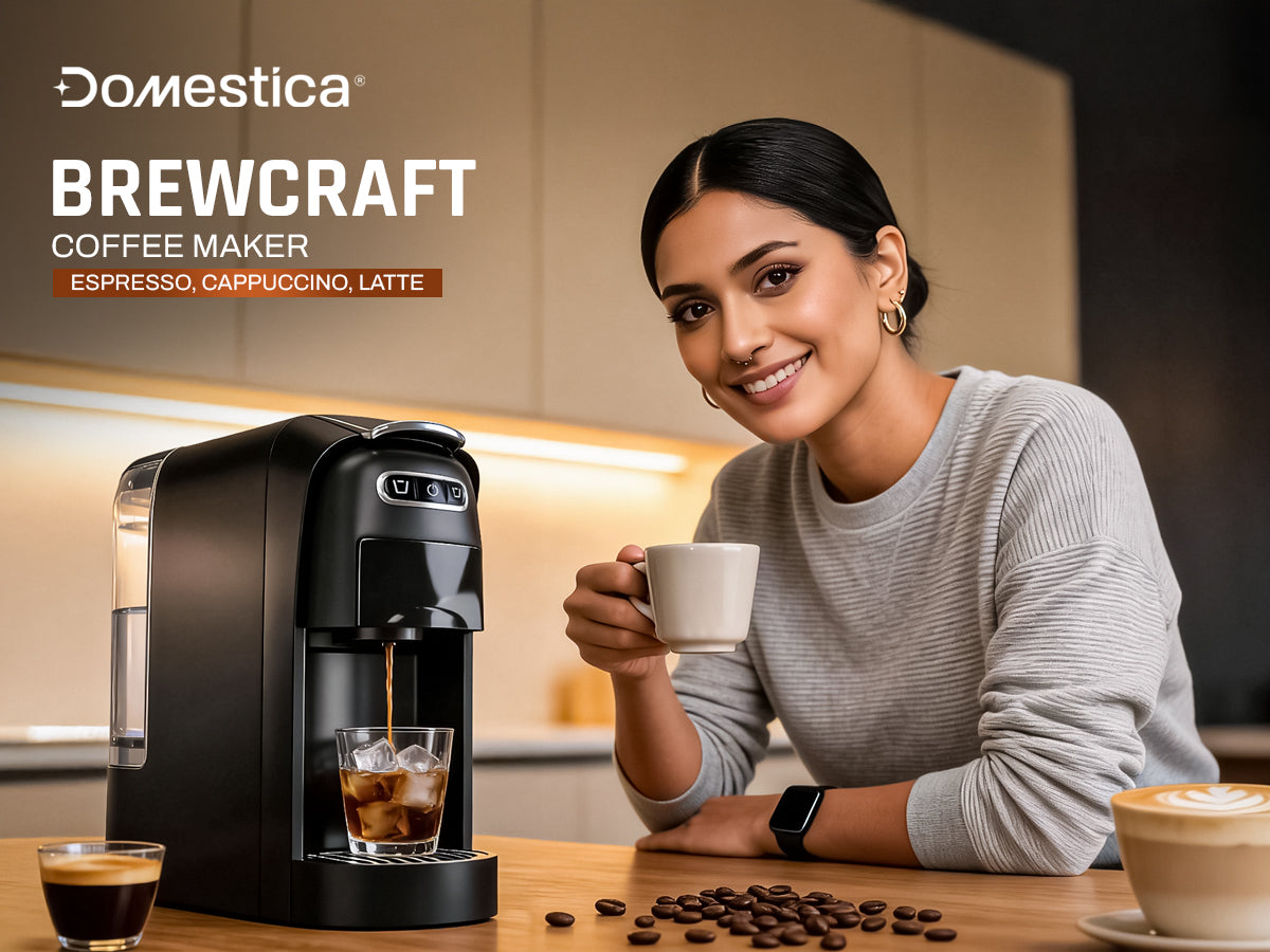 Domestica Pod 3-in-1 espresso coffee machine with 20-bar pressure for pods and ground coffee