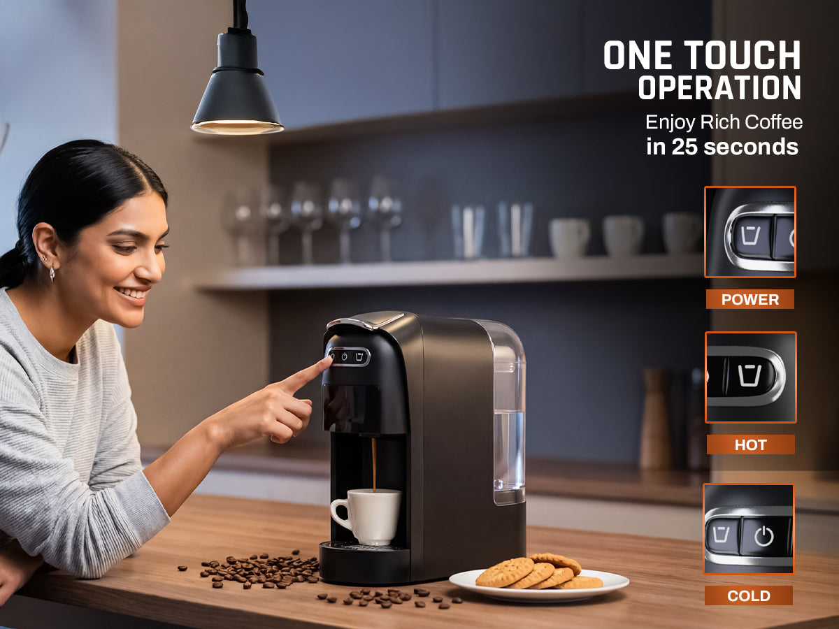 Domestica Pod 3-in-1 espresso coffee machine with 20-bar pressure for pods and ground coffee