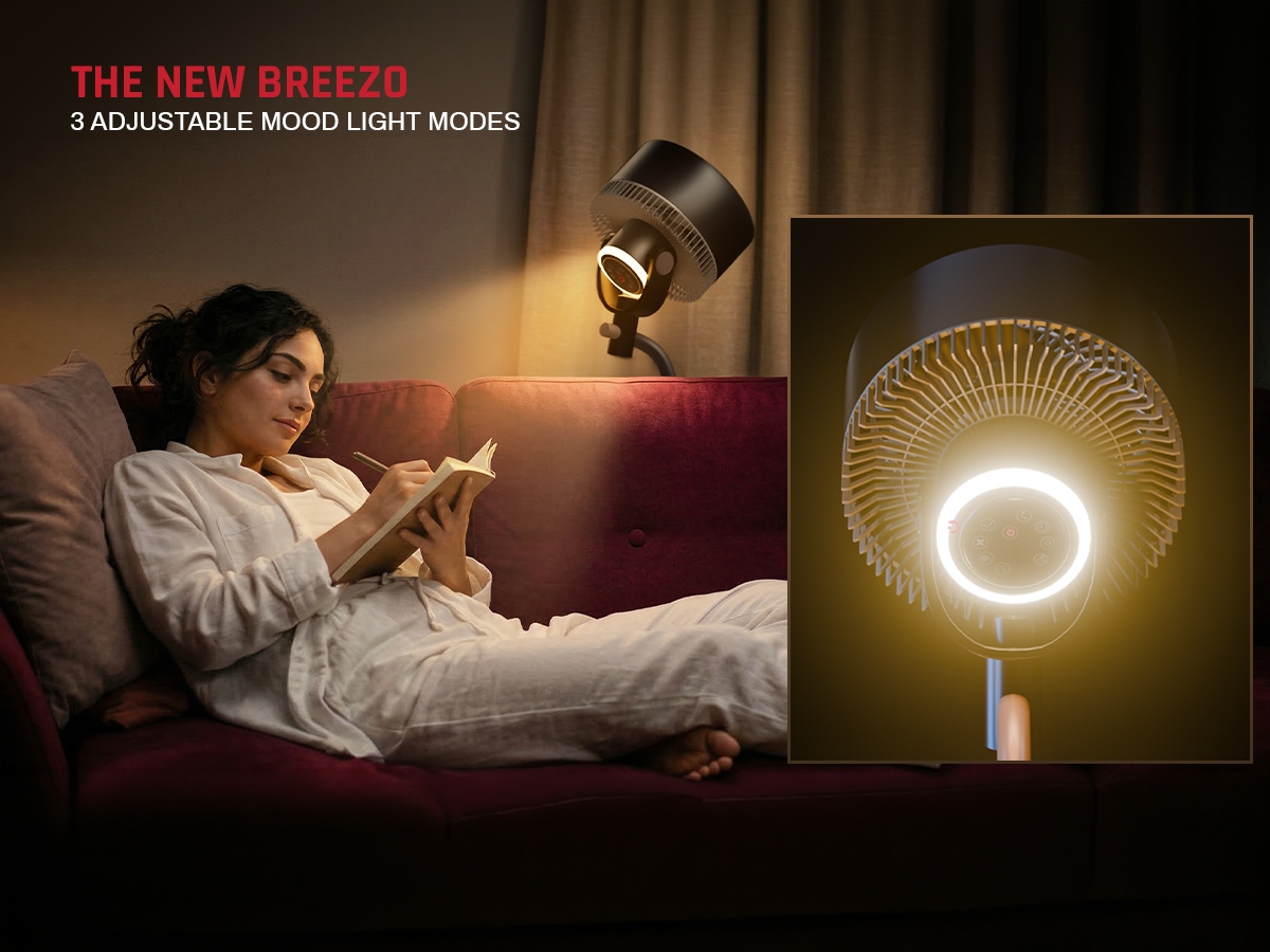 Domestica Breezo 3D air circulation tower fan with remote control for room cooling
