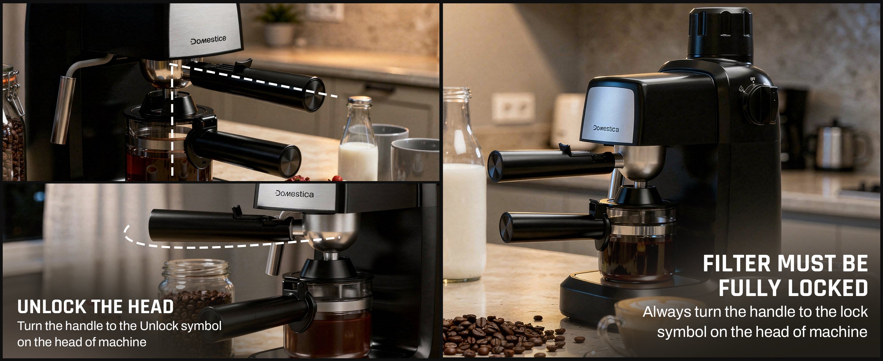 Domestica Brewcraft compact 3.5-bar espresso coffee maker machine for home kitchen