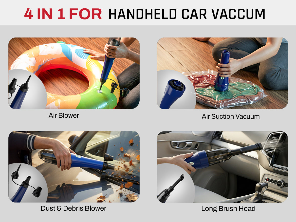 Domestica 4-in-1 cordless car vacuum cleaner with portable handheld rechargeable design