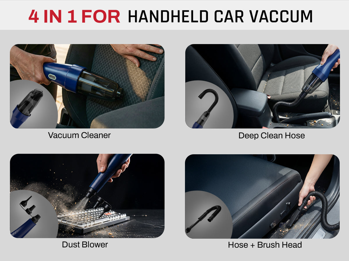 Domestica 4-in-1 cordless car vacuum cleaner with portable handheld rechargeable design