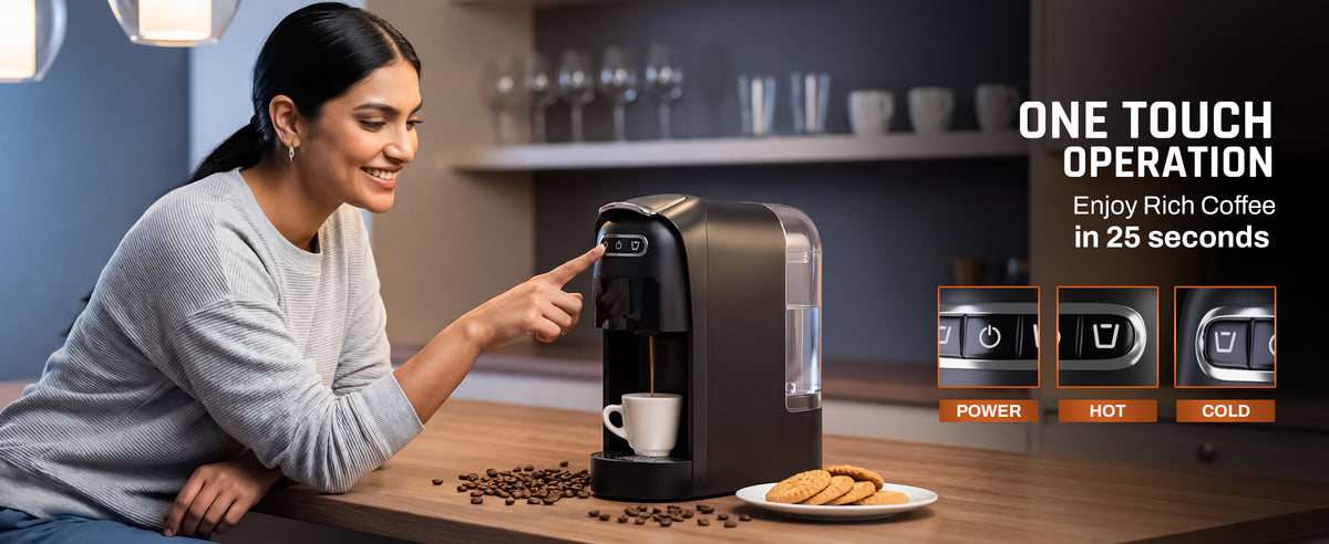 Domestica Pod 3-in-1 espresso coffee machine with 20-bar pressure for pods and ground coffee