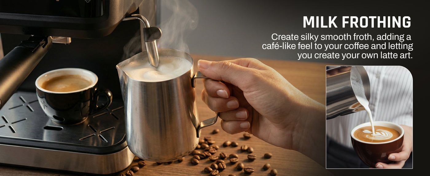 Domestica Brewcraft Pro espresso coffee maker machine with 20-bar pressure for home brewing