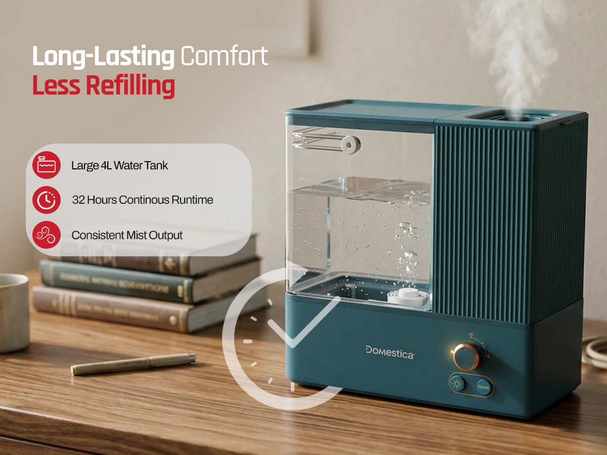 Domestica room humidifier for home moisture control and dry air relief
