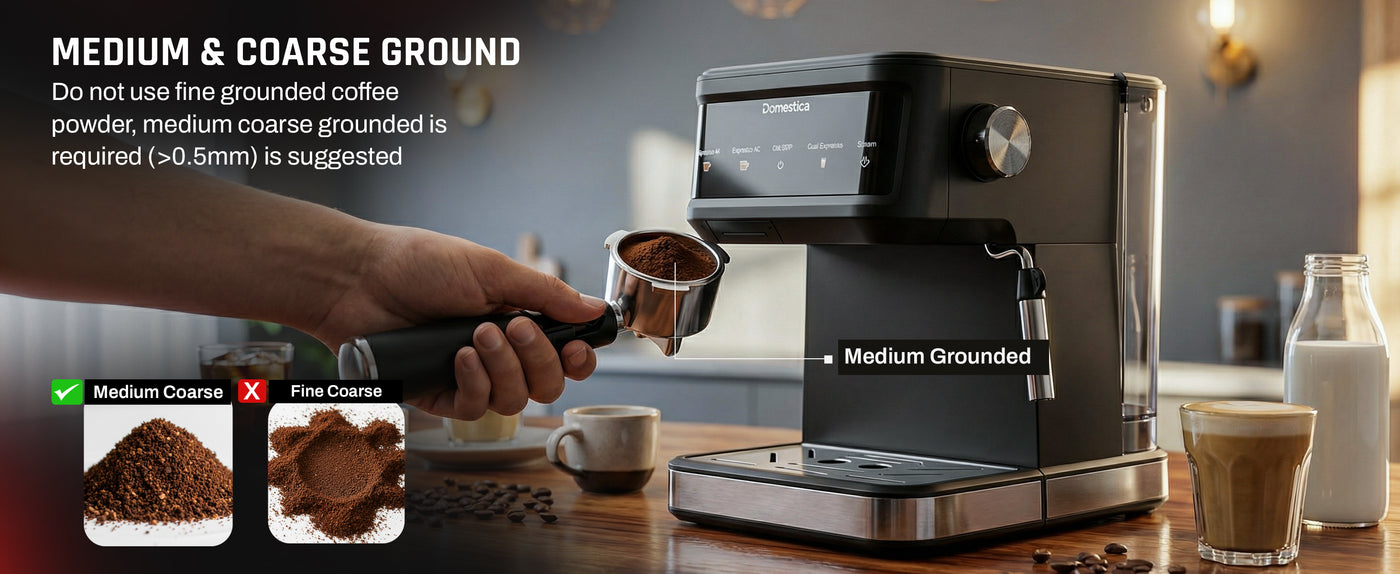 Domestica Brewcraft Pro espresso coffee maker machine with 20-bar pressure for home brewing