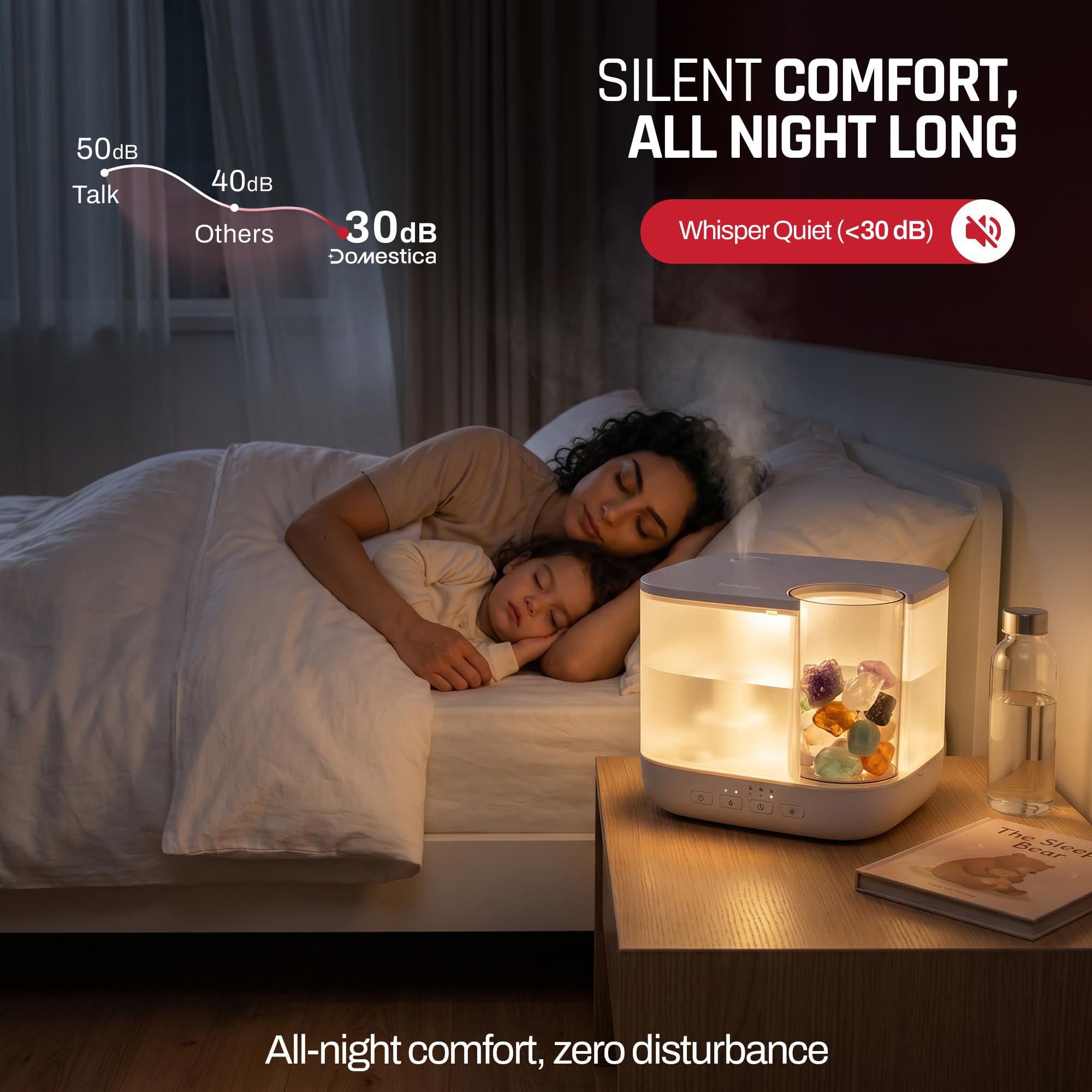 Domestica ultrasonic cool mist humidifier for bedroom moisture control
