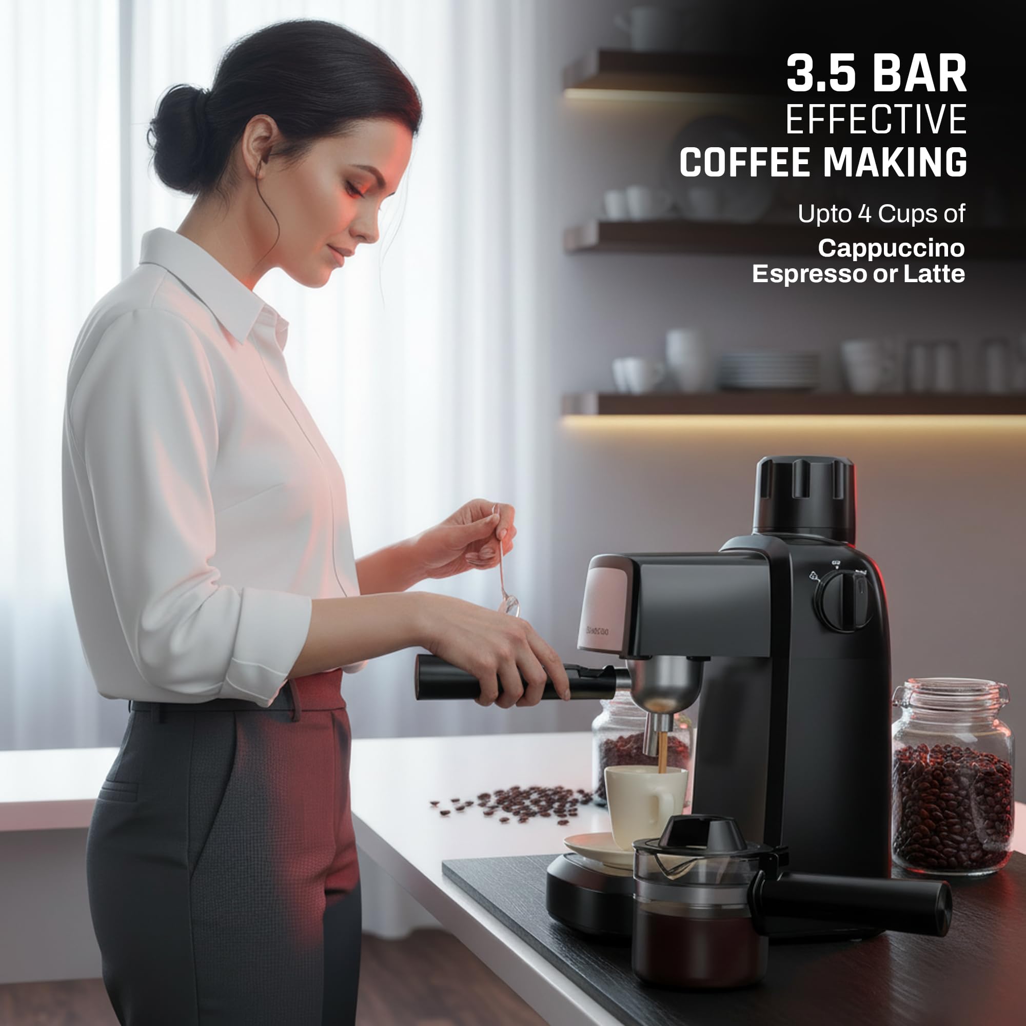 Brewcraft 3.5Bar Espresso Coffee Maker Machine