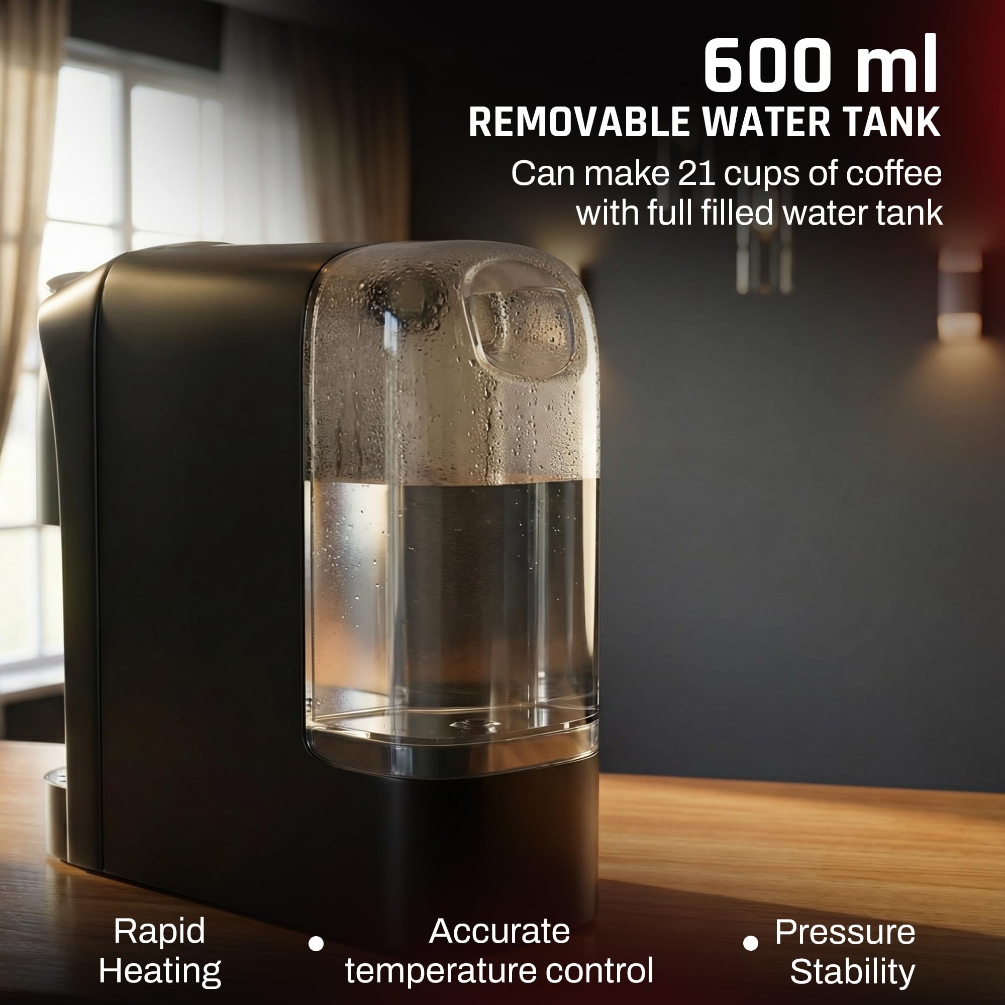 Domestica Brewcraft 3-in-1 Pod Espresso Coffee Maker works with Ground Coffee 20 Bar