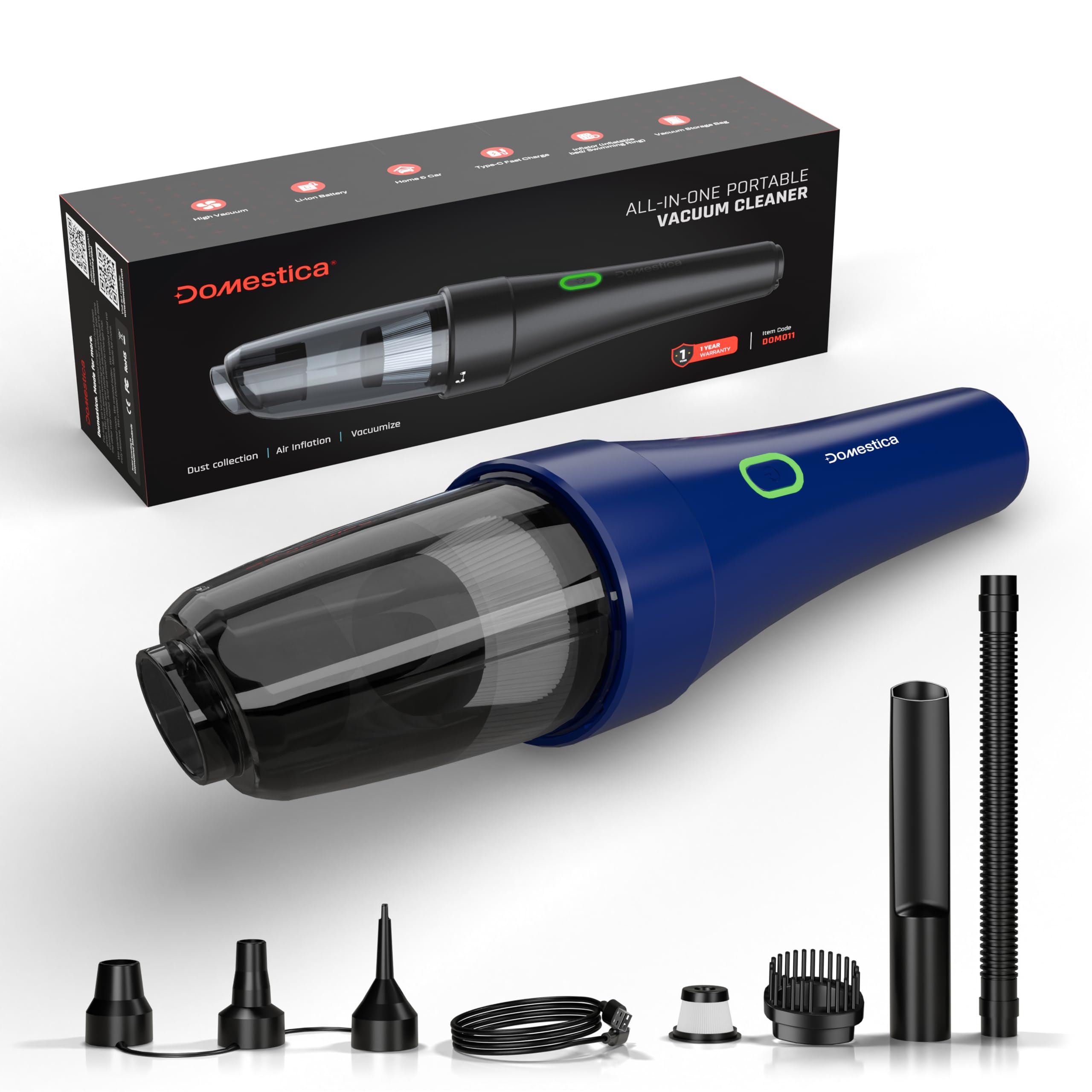 Domestica 4-in-1 Cordless Car Vacuum Cleaner Portable Handheld Vacuum Cleaner Car