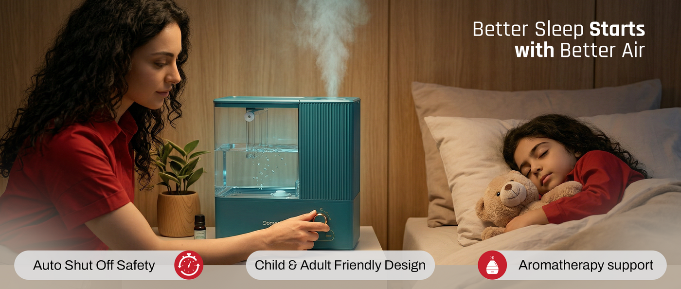 Domestica room humidifier for home moisture control and dry air relief