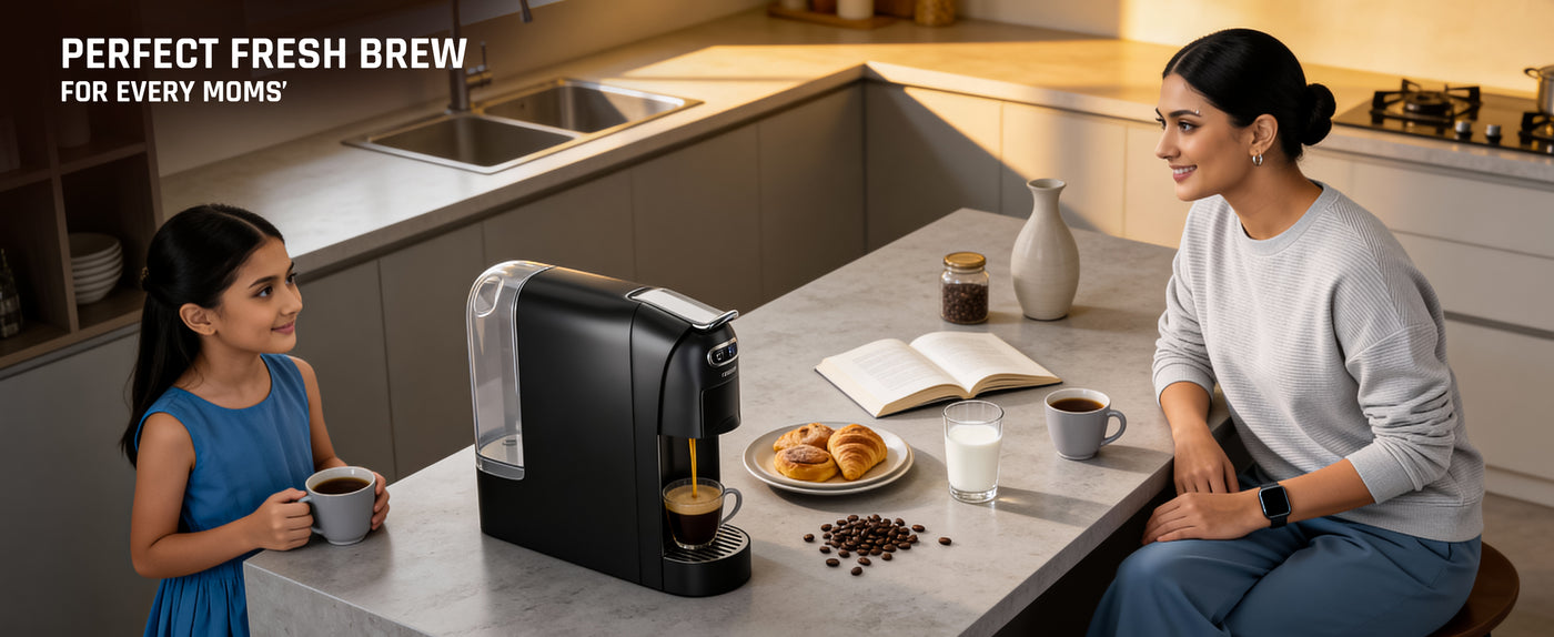 Domestica Pod 3-in-1 espresso coffee machine with 20-bar pressure for pods and ground coffee