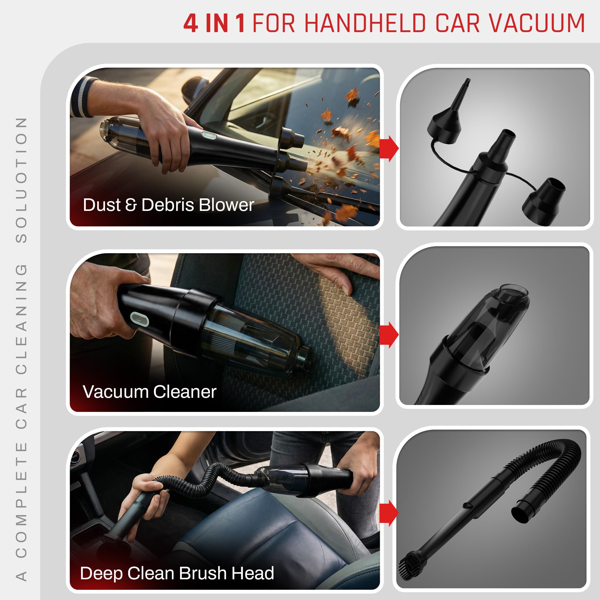 Domestica 4-in-1 Cordless Car Vacuum Cleaner Portable Handheld Vacuum Cleaner Car