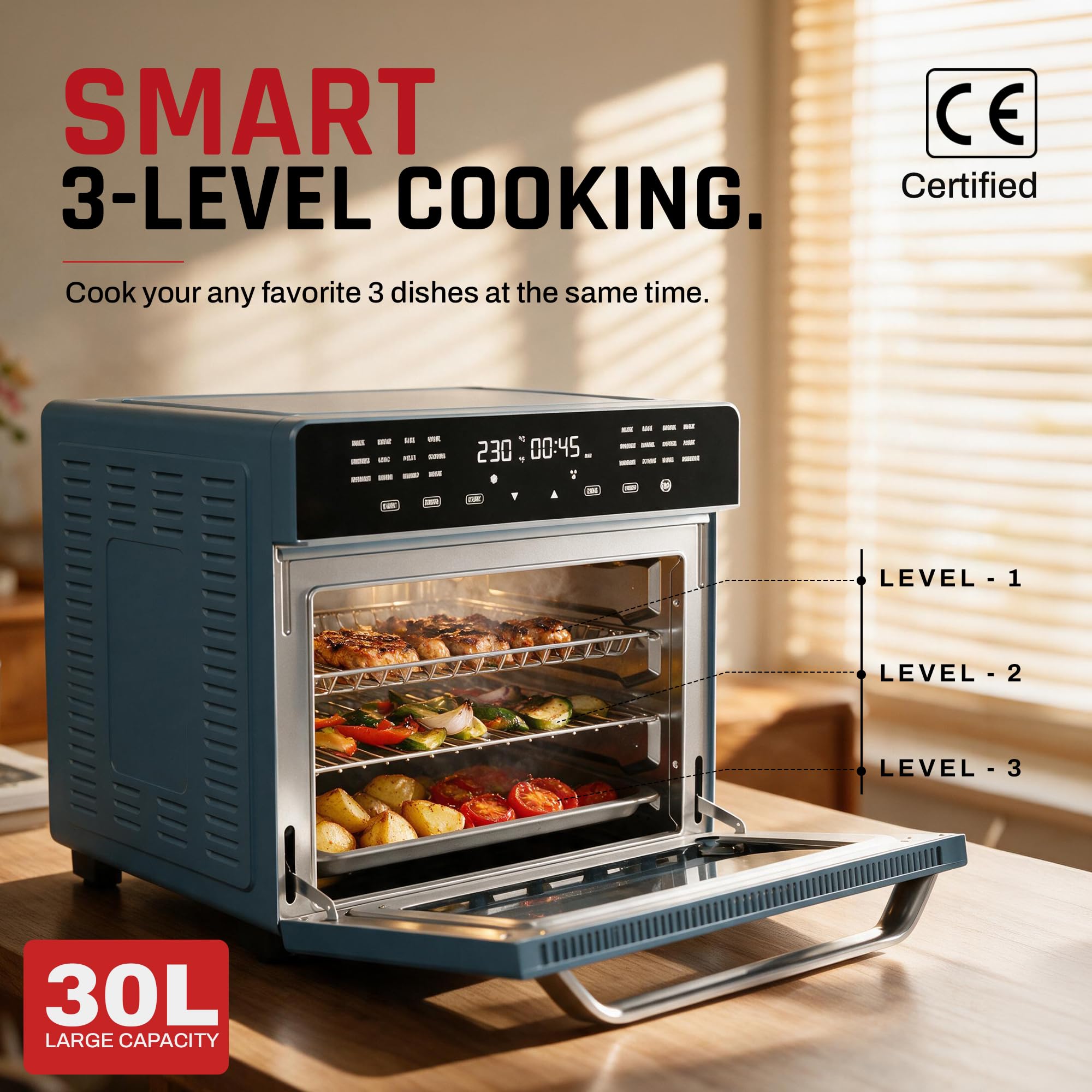Elio Pro 24 in 1 Digital Air Fryer Oven & Toaster, 30 L, 1700 W