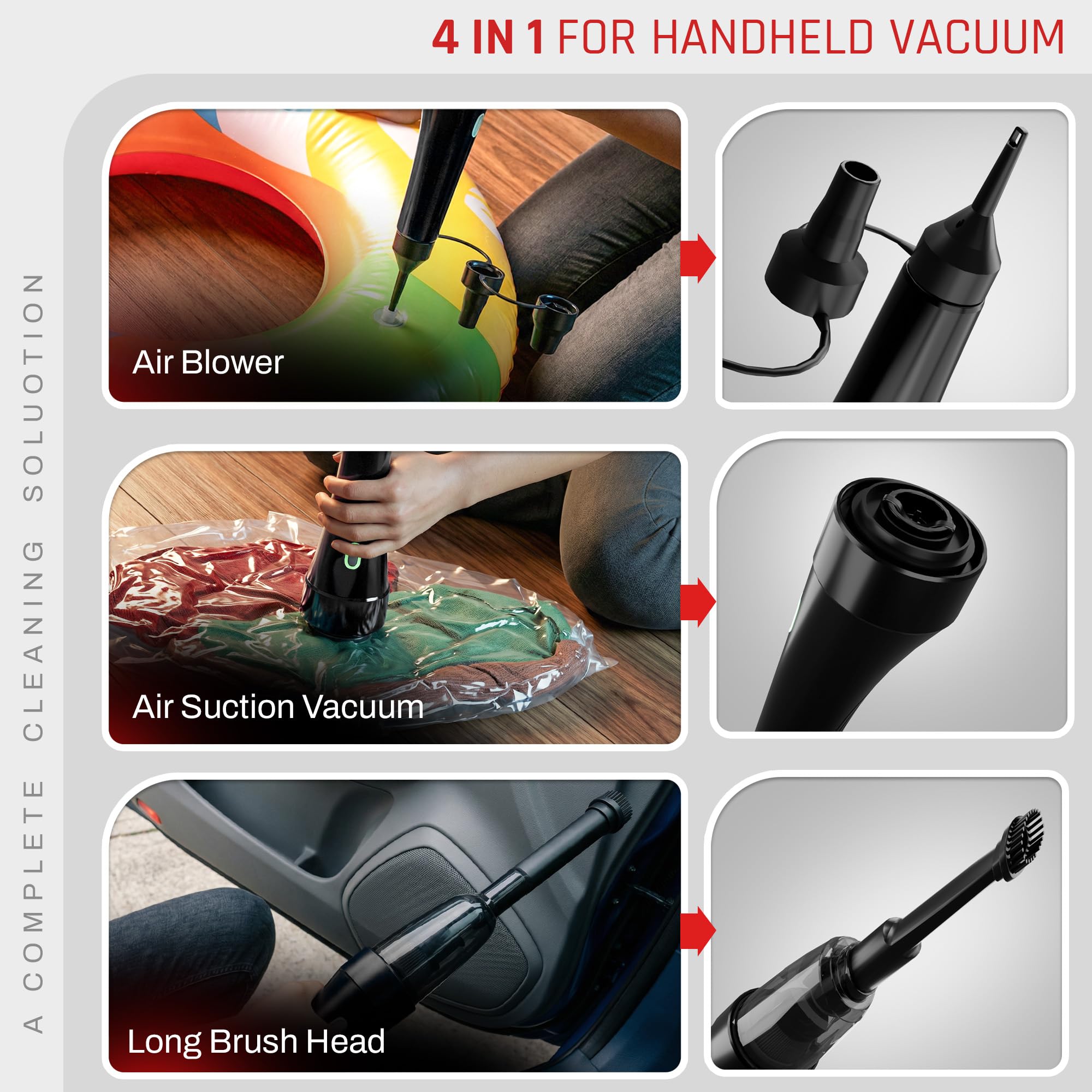Domestica 4-in-1 Cordless Car Vacuum Cleaner Portable Handheld Vacuum Cleaner Car